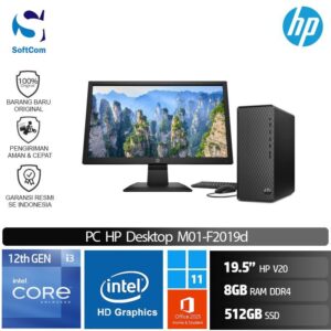 PC HP Desktop M01-F2019d /Core i3-12100/8GB/512GB SSD/19.5" HD/Win 11 Home+OHS 2021/Black