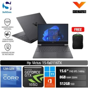 HP Victus 15-fa0116TX /Core i5-12500H/8GB/512GB SSD/GTX1650 4GB/15.6″ FHD IPS/Win 11 Home+OHS 2021/Mica Silver