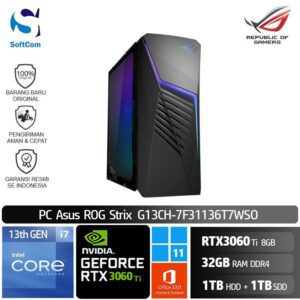 PC Asus ROG Strix G13CH-7F31136T7WSO /Core i7-13700F/32GB/1TB HDD+1TB SSD/GeForce RTX 3060 Ti 8GB/Win 11 Home+OHS/Black