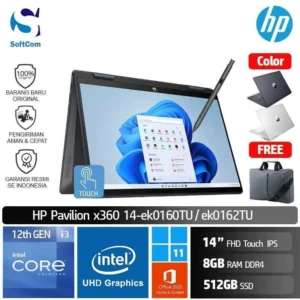 HP Pavilion x360 14 ek0160TU ek0162TU /Core i3-1215U/8GB/512GB SSD/14″ FHD IPS Touch/Win 11 Home+OHS 2021 [ 14-ek0160TU | 14-ek0162TU ]