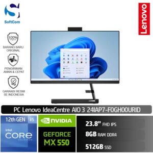 PC Lenovo IdeaCentre AIO 3 24IAP7-F0GH00URID /Core i5-12450H/8GB/512GB SSD/23.8" FHD/DOS/Black
