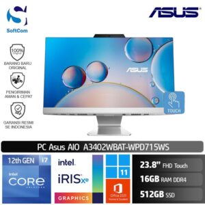 PC Asus AIO A3402WBAT-WPD715WS /Core i7-1255U/16GB/512GB SSD/23,8" FHD Touch/Win 11 Home+OHS 2021/White