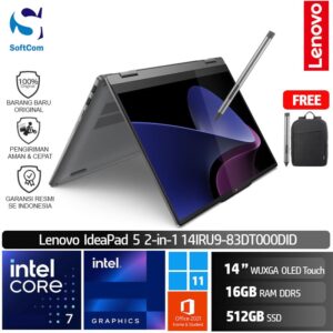 Lenovo IdeaPad 5 2-in-1 14IRU9-83DT000DID /Core 7 150U/16GB/512GB SSD/14" WUXGA OLED Touch/Win 11 Home+OHS 2021/Luna Grey