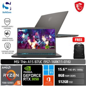 MSI Thin A15 B7UC (9S7-16RK11-016) /Ryzen 5-7535HS/8GB/512GB SSD/GeForce RTX 3050 4GB/15.6" FHD 144Hz/Win 11 Home+OHS 2021/Cosmos Gray