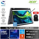 Acer Aspire Spin 14 ASP14-51MTN-351C /Intel Core 3 100U/16GB/512GB SSD/14″ WUXGA IPS Touch/Win 11 Home+OHS 2021/Steel Gray