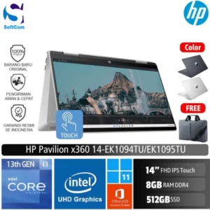 HP Pavilion x360 14 ek1094TU ek1095TU/Core i3-1315U/8GB/512GB SSD/14″ FHD IPS Touch/Win 11 Home+OHS 2021 [ 14-EK1094TU | 14-EK1095TU ]