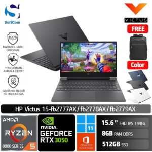 HP Victus 15 fb2777AX fb2778AX fb2779AX /Ryzen 5-8645HS/8GB/512GB SSD/GeForce RTX 3050 6GB/15.6″ FHD 144Hz/Win 11 Home+OHS 2021