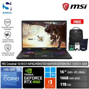 MSI Crosshair 16 HX D14VFKG MONSTER HUNTER EDITION (9S7-15P231-420) /Core i7-14700HX/16GB/1TB SSD/GeForce RTX 4060 8GB/16" QHD+ 240Hz/Win 11 Home+OHS 2021/Core Black