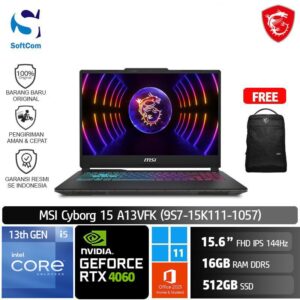 MSI Cyborg 15 A13VFK (9S7-15K111-1057) /Core i5-13420H/16GB/512GB SSD/GeForce RTX 4060 8GB/15.6" FHD 144Hz/Win 11 Home+OHS 2021/Translucent Black