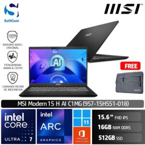 MSI Modern 15 H AI C1MG (9S7-15H551-018) /Ultra 7 155H/16GB/512GB SSD/15.6" FHD IPS/Win 11 Home+OHS 2021/Classic Black