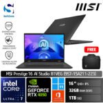 MSI Prestige 16 AI Studio B1VEG (9S7-15A211-223) /Core Ultra 7 155H/32GB/1TB SSD/GeForce RTX 4050 6GB/16″ QHD+ IPS/Win 11 Home+OHS 2021/Stellar Gray
