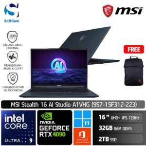 MSI Stealth 16 AI Studio A1VIG (9S7-15F312-223) /Ultra 9 185H/32GB/2TB SSD/GeForce RTX 4090 16GB/16" UHD+ 120Hz/Win 11 Home+OHS 2021/Star Blue