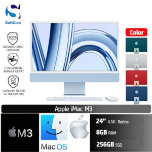iMac 24 Inch /M3 Chip/8 core CPU/8 core GPU/8GB/256GB SSD/24" 4.5K Retina/MacOS