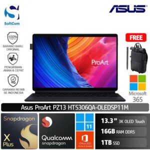 Asus ProArt PZ13 HT5306QA-OLEDSP11M /Snapdragon X1 Plus/16GB/1TB SSD/13.3" 3K OLED Touch/Win 11 Home+OHS 2021+M365/Nano Black