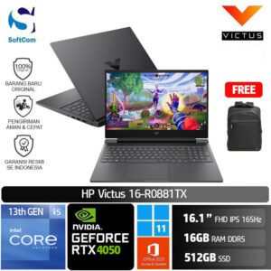 HP Victus 16-r0881TX /Core i5-13500HX/16GB/512GB SSD/GeForce RTX 4050 6GB/16.1″ FHD 165Hz/Win 11 Home+OHS 2021+M365/Mica Silver