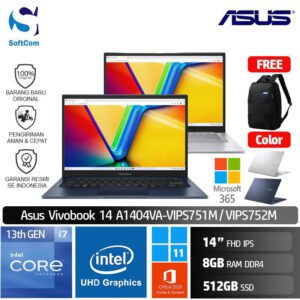 Asus Vivobook 14 A1404VA VIPS751M VIPS752M /Core i7-1355U/8GB/512GB SSD/14" FHD IPS/Win 11 Home+OHS 2021+M365 [A1404VA-VIPS751M | A1404VA-VIPS752M]