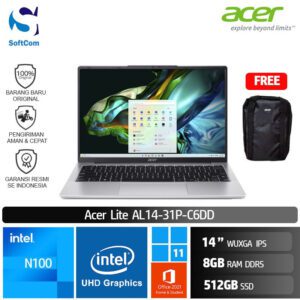 Acer Aspire Lite AL14-31P-C6DD/Intel N100/8GB/512GB SSD/14″ WUXGA IPS/Win 11 Home+OHM 2024+M365/Silver Radiance