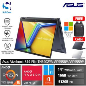 Asus Vivobook S14 Flip TN3402YA VIPS558M VIPS559M /Ryzen 5-7430U/16GB/512GB SSD/14" WUXGA IPS Touch/Win 11 Home+OHS 2021+M365 [TN3402YA-VIPS558M | TN3402YA-VIPS559M]