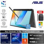 Asus Vivobook 14 Flip TP3407SA-OLED7151M/Ultra 7 256V/16GB/512GB SSD/14" WUXGA OLED Touch/Win 11 Home+OHS 2021+M365/Matte Grey