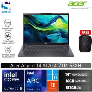 Acer Aspire AI A14-71M-53XH/Ultra 5 125H/16GB/512GB SSD/14" WUXGA OLED/Win 11 Home+OHM 2024+M365/Steel Grey