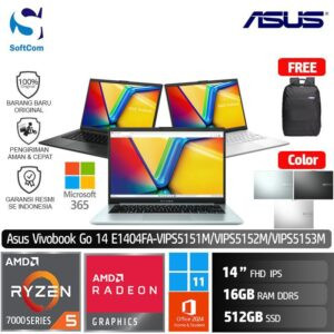 Asus Vivobook Go 14 E1404FA VIPS5151M VIPS5152M VIPS5153M/Ryzen 5-7520U/16GB/512GB SSD/14" FHD IPS/Win 11 Home+OHM 2024+M365 [E1404FA-VIPS5151M | E1404FA-VIPS5152M | E1404FA-VIPS5153M]