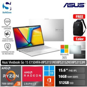 Asus Vivobook Go 15 E1504FA VIPS3151M VIPS3152M VIPS3153M/Ryzen 3 7320U/16GB/512GB SSD/15.6" FHD/Win 11 Home+OHM 2024+M365 [E1504FA-VIPS3151M | E1504FA-VIPS3152M | E1504FA-VIPS3153M]