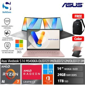 Asus Vivobook S14 M5406KA OLED7211M OLED7212M OLED7213M/Ryzen AI 7 350/24GB/1TB SSD/14" WUXGA OLED/Win 11 Home+OHM 2024+M365 [M5406KA-OLED7211M | M5406KA-OLED7212M | M5406KA-OLED7213M]