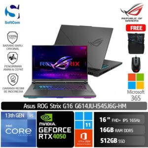 Asus ROG Strix G16 G614JU-I545J6G-HM/Core i5-13540HX/16GB/512GB SSD/GeForce RTX 4050 6GB/16" FHD+ IPS 165Hz/Win 11 Home+OHS 2021/Eclipse Gray