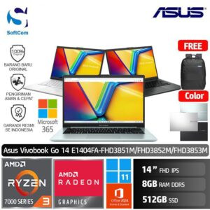 Asus Vivobook Go 14 E1404FA FHD3851M FHD3852M FHD3853M/AMD Ryzen 3-7320U/8GB/512GB SSD/14" FHD/Win 11 Home+OHS 2021+M365 [E1404FA-FHD3851M | E1404FA-FHD3852M | E1404FA-FHD3853M]