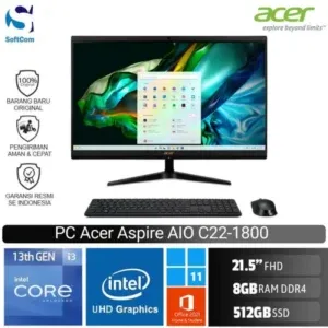 PC Acer Aspire AIO C22-1800/i3 1305U/8GB/512GB SSD/24"/Win 11 Home+OHS 2021