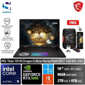 MSI TITAN 18 HX Dragon Edition Norse Myth A2XWJG (9S7-1824A5-282) /Intel Core Ultra 9-285HX/96GB/6TB SSD/GeForce RTX 5090 24GB/18" UHD+ IPS 120Hz/Win 11 Home+OHM 2024/Dragon Edition Myth
