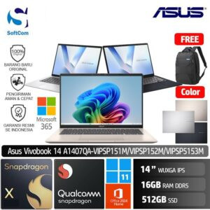 Asus  Vivobook 14 A1407QA VIPSP151M VIPSP152M VIPSP153M/Snapdragon X1/16GB/512GB SSD/14" WUXGA IPS/Win 11 Home+OHM 2024+M365 [A1407QA-VIPSP151M | A1407QA-VIPSP152M | A1407QA-VIPSP153M]