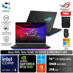 Asus ROG Strix Scar 16 G635LX-I9N59MZT-HM /Intel Core Ultra 9-275HX/64GB/2TB SSD/GeForce RTX 5090 24GB/16" 2.5K 240Hz/Win 11 Home+OHM 2024+M365/Off Black
