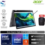 Acer Aspire Spin 14 ASP14-52MTN-53XC/Intel Core Ultra 5-115U/16GB/512GB SSD/14" WUXGA IPS Touch/Win 11 Home+OHM 2024+M365/Steel Gray
