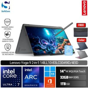 Lenovo Yoga 9 2 in 1 14ILL10 49ID 4EID/Intel Core Ultra 7-258V/32GB/1TB SSD/14″ 4K OLED Touch/Win 11 Home+OHM 2024+M365 [83LC004EID | 83LC0049ID]