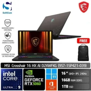 MSI Crosshair 16 HX AI D2XWFKG (9S7-15P421-039) /Intel Core Ultra 9-275HX/16GB/1TB SSD/GeForce RTX 5060 8GB/16" QHD+ 240Hz/Win 11 Home + OHM 2024/Cosmos Grey