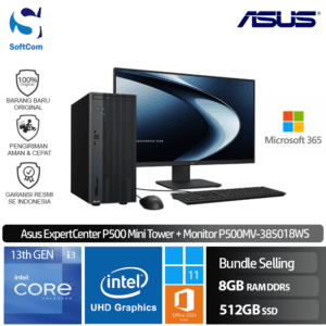 PC Asus ExpertCenter P500 Mini Tower + Monitor 21.5"/P500MV-385018WS/Intel Core i3-1315U/8GB/512GB SSD/Win 11 Home + OHS 2024 + M365