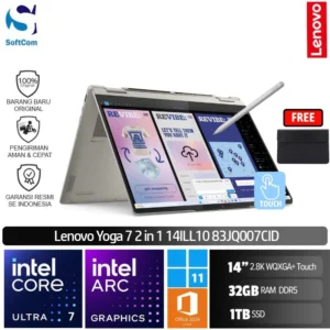 Lenovo Yoga 7 2-in-1 14ILL10 83JQ007CID/Intel Core Ultra 7-258V/32GB/1TB SSD/14" 2.8K WQXGA+ Touch/Win 11 Home+OHM 2024+M365/Seashell