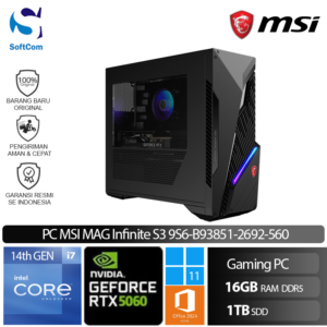 PC MSI MAG Infinite S3 9S6-B93851-2692-560/Intel Core i7-14700F/16GB/1TB SSD/GeForce RTX 5060 8GB/Win 11 Home + OHM 2024