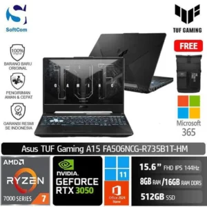 Asus TUF Gaming A15 FA506NCG-R735B1T-HM/Ryzen 7-7445HS/8GB-16GB/512GB SSD/GeForce RTX 3050 4GB/15.6" FHD 144Hz/Win 11 Home + OHM 2024 + M365/Graphite Black