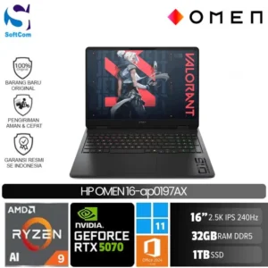 HP Omen 16-ap0197AX/Ryzen AI 9-365/32GB/1TB SSD/GeForce RTX 5070 8GB/16" 2.5K/Win 11 Home+OHM 2024/Shadow Black