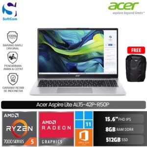 Acer Aspire Lite AL15-42P-R50P/Ryzen 5-7430U/8GB/512GB SSD/15.6" FHD IPS/Win 11 Home+OHM 2024+M365/SILVER