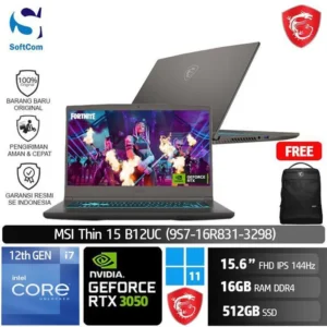 MSI Thin 15 B12UC (9S7-16R831-3298) /Core i7-12650H/16GB/512GB SSD/GeForce RTX 3050 4GB/15.6" FHD 144Hz/Win 11 Home/Cosmos Gray