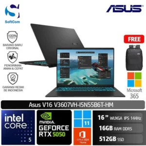 Asus V16 V3607VH-I5N55B6T-HM/Intel Core 5-210H/16GB/512GB SSD/GeForce RTX 5050 8GB/16" WUXGA/Win 11 Home + OHM 2024 + M365