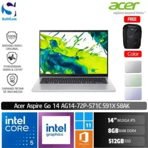 Acer Aspire Go 14 AG14-72P-571C 591X 58AK/Intel Core 5-120U/8GB/512GB SSD/14" WUXGA IPS/Win 11 Home+OHM 2024+M365 [AG14-72P-571C | AG14-72P-591X | AG14-72P-58AK]