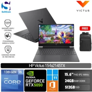 HP Victus 15 fa2145TX/Core i5-13420H/24GB/512GB SSD/GeForce RTX 5050 8GB/15.6″ 144Hz/Win 11 Home+OHM 2024+M365/Mica Silver