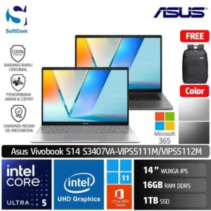 Asus Vivobook S14 S3407VA VIPS5111M VIPS5112M/Intel Core 5-210H/16GB/1TB SSD/14" WUXGA/Win 11 Home + OHM 2024 + M365 [S3407VA-VIPS5111M | S3407VA-VIPS5112M]