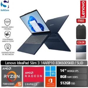 Lenovo IdeaPad Slim 3 14ARP10 5KID 5LID/Ryzen 5-7535HS/8GB/512GB SSD/14" WUXGA IPS/Win 11 Home+OHM 2024+M365 [ 83K6005KID | 83K6005LID ]