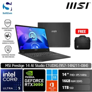 MSI Prestige 14 AI Studio C1UDXG (9S7-14N211-084) /Intel Core Ultra 5-125H/16GB/1TB SSD/GeForce RTX 3050 6GB/14″ FHD+ IPS/Win 11 Home+OHM 2024/Stellar Gray