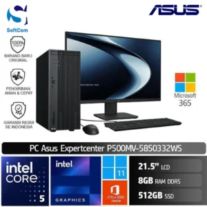 PC Asus ExpertcenterP500MV 5850332WS/Intel Core 5-210H/8GB/512GB SSD/21.5"/Win 11 Home + OHM 2024 + M365/ Grey